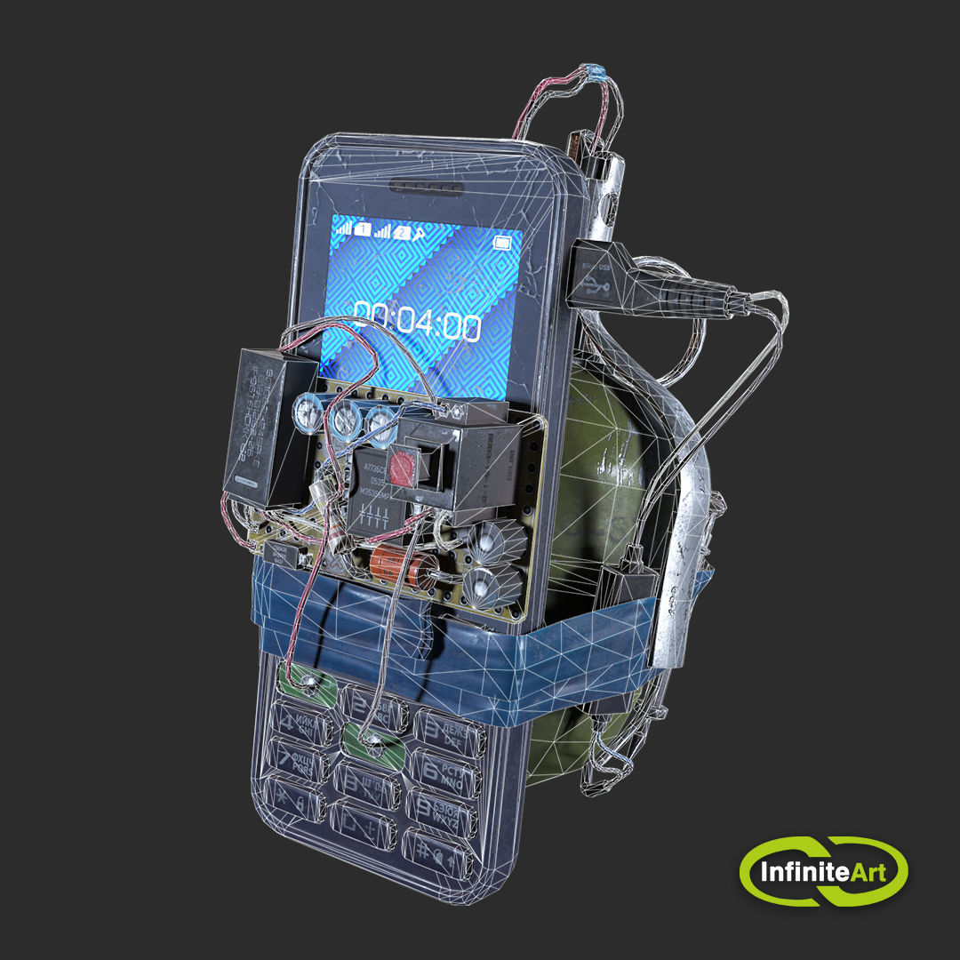 Explosive device Low-poly 3D model_2