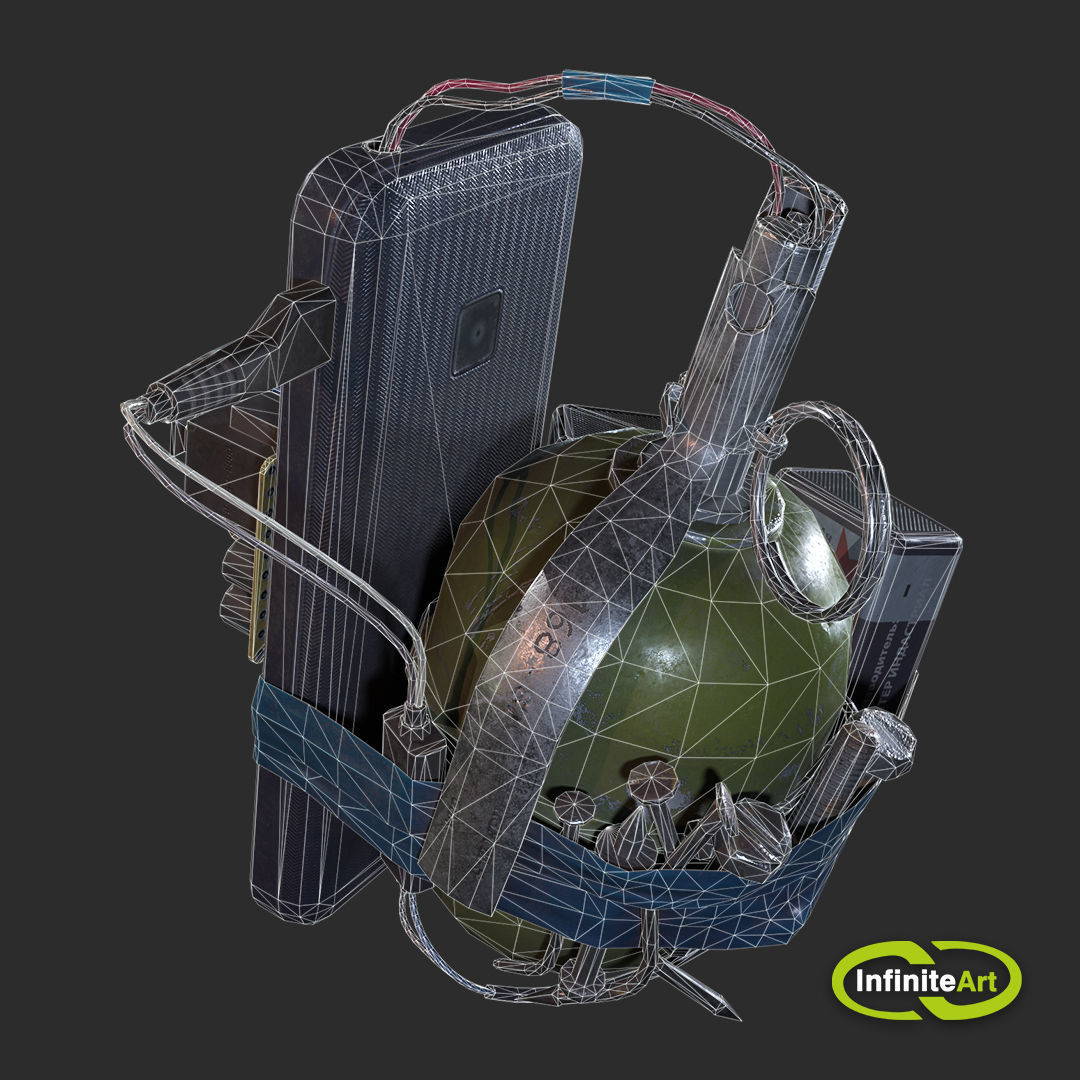 Explosive device Low-poly 3D model_4