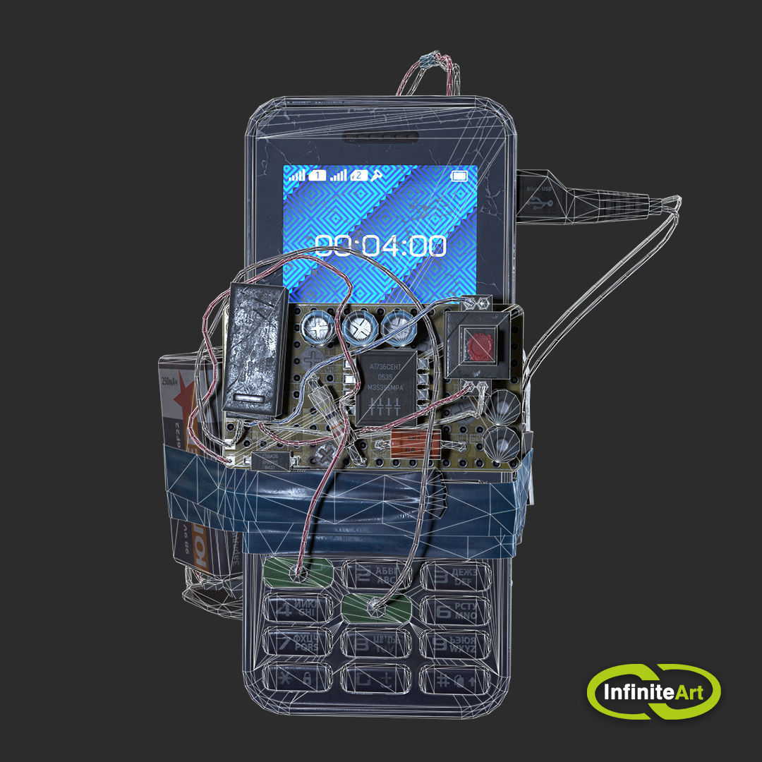 Explosive device Low-poly 3D model_8