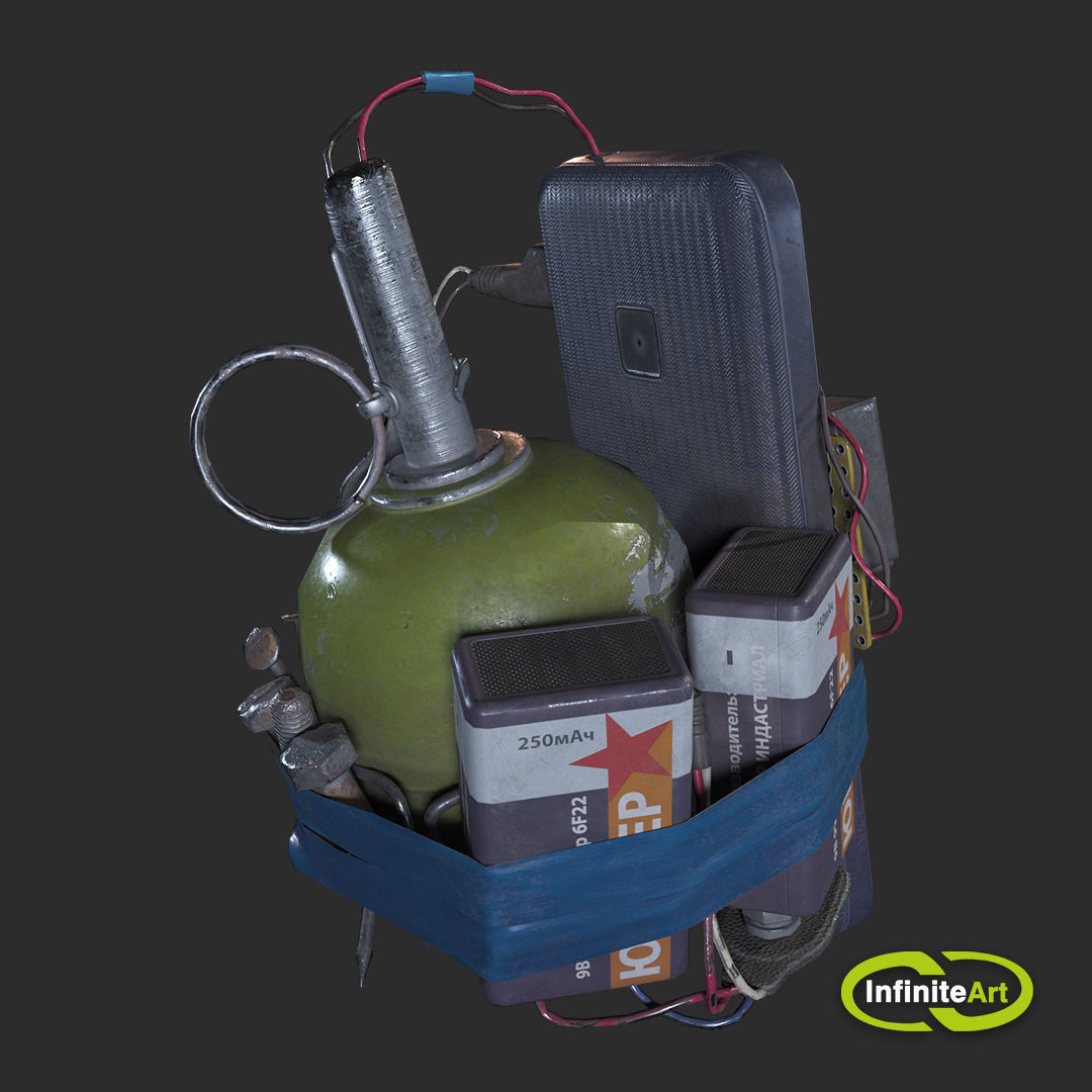 Explosive device Low-poly 3D model_5