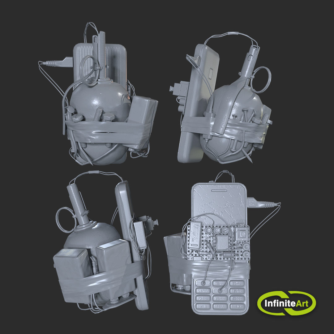 Explosive device Low-poly 3D model_9