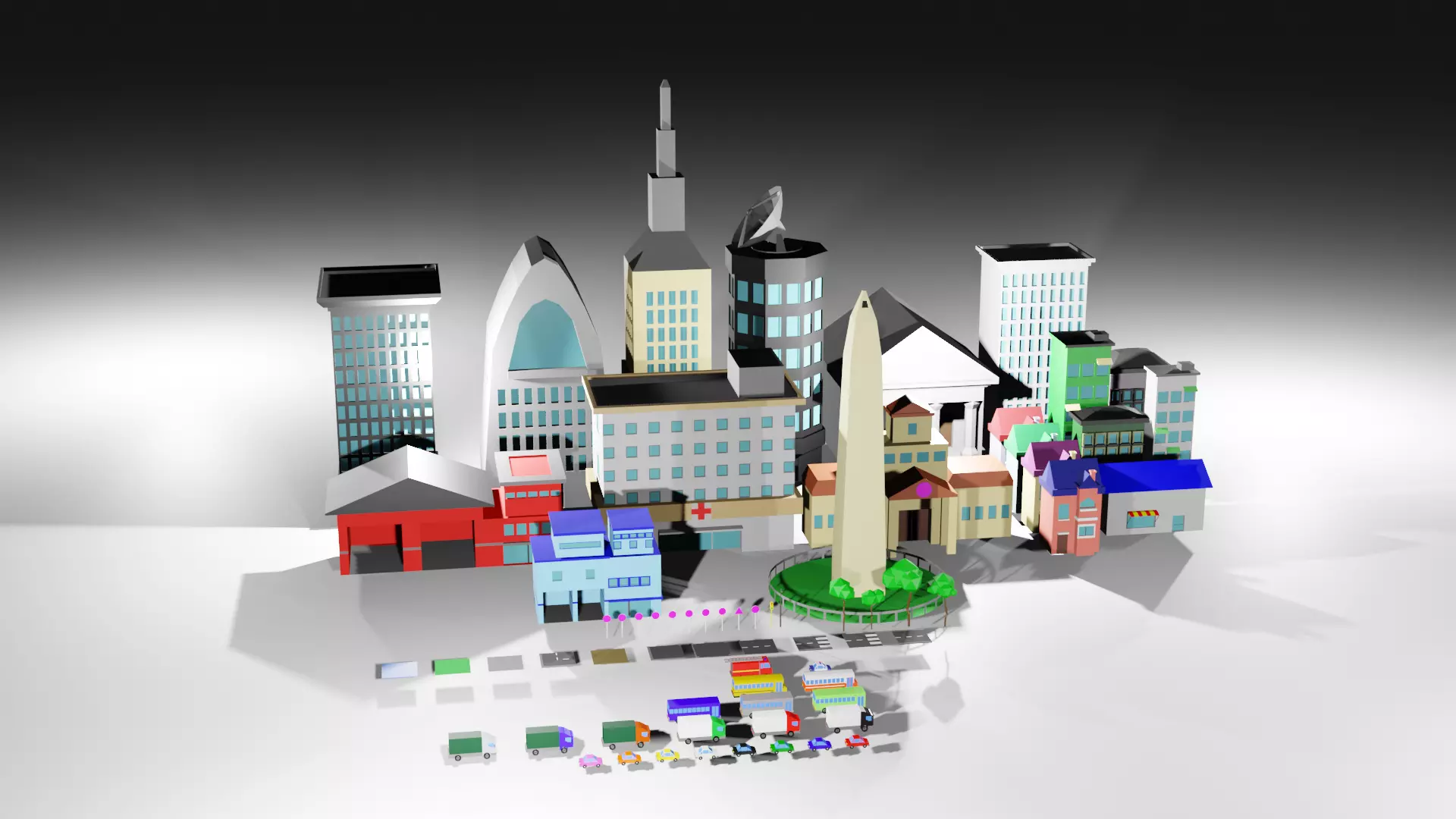 City Pack Low Poly Free 3D model
