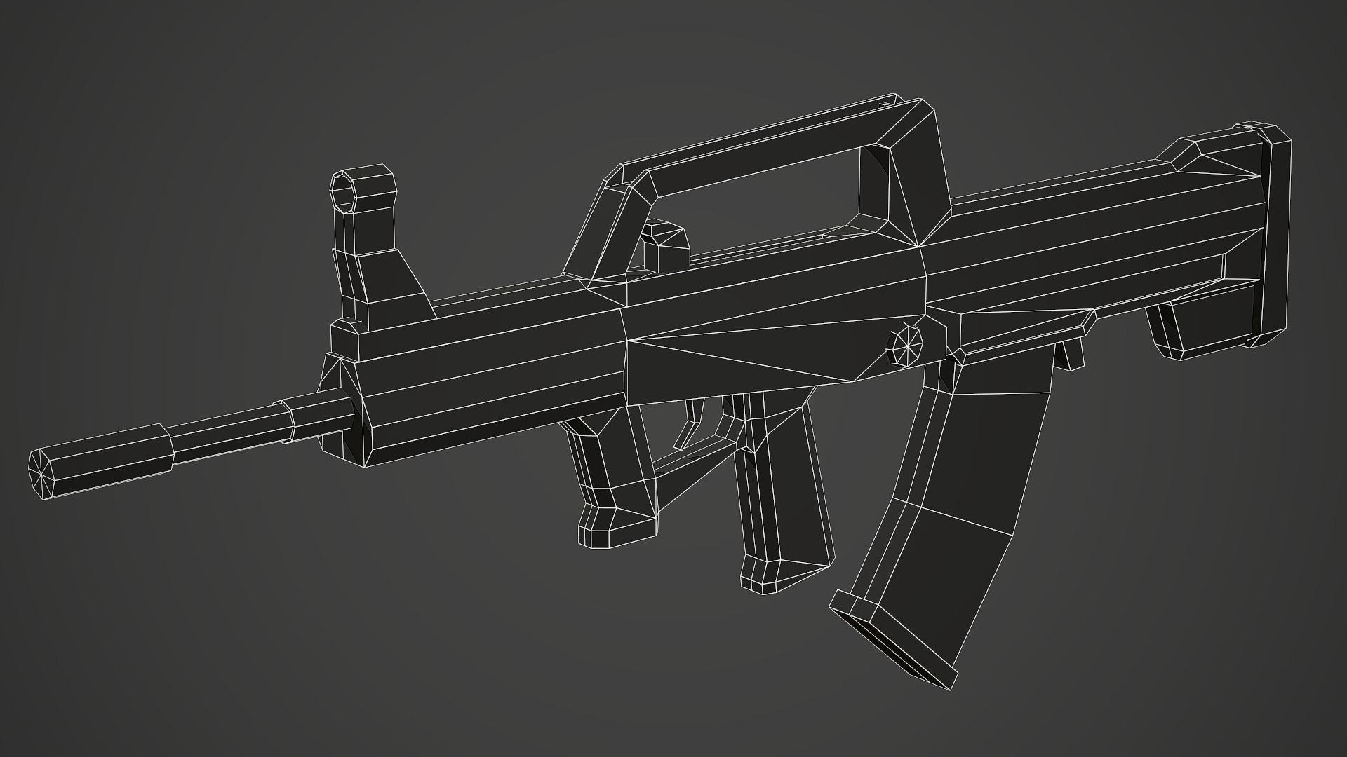 Stylized QBZ-95 Rifle Low Poly Mobile Ready Low-poly 3D model_7