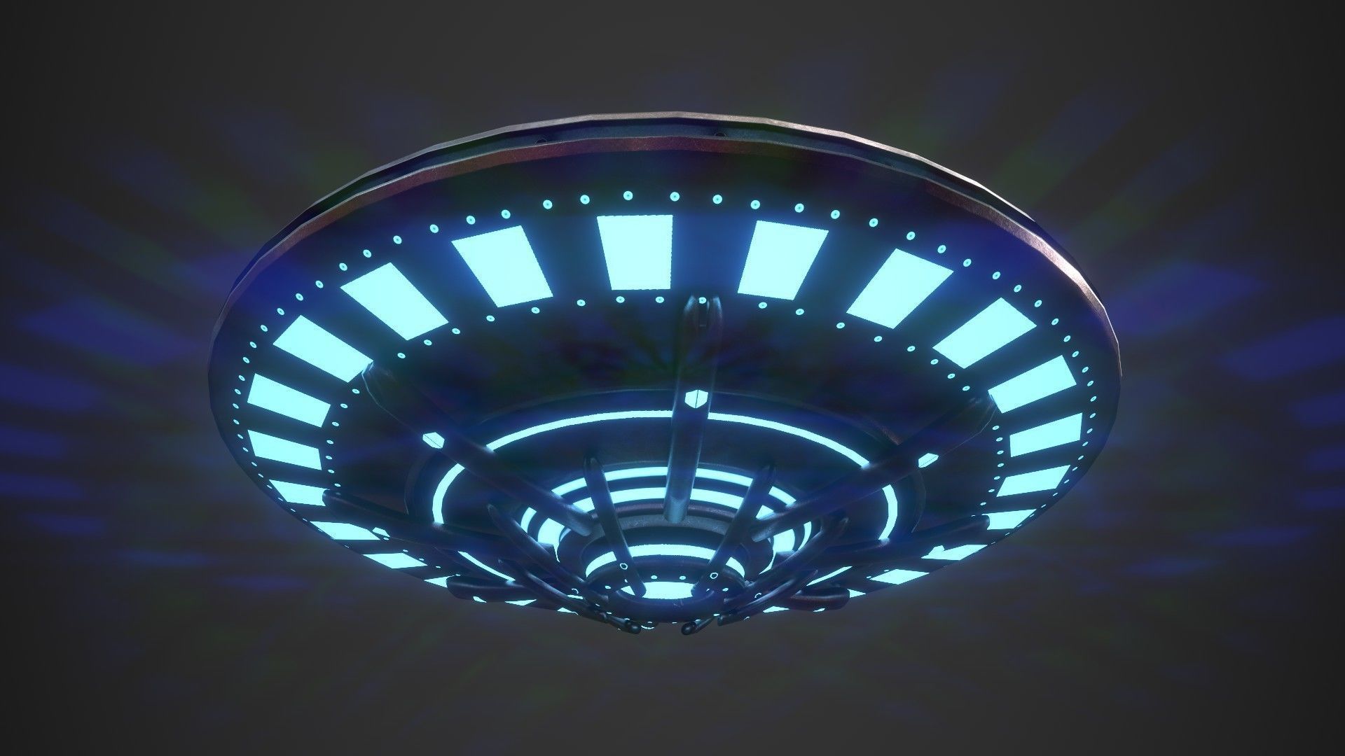 UFO spaceship Low-poly 3D model_7