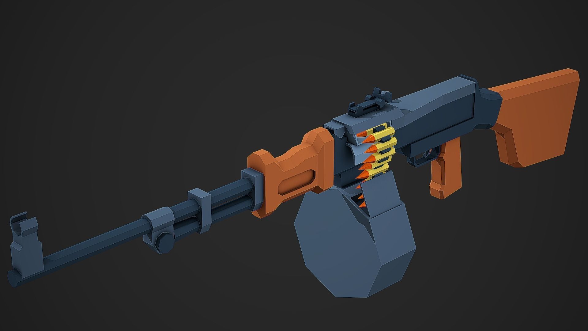 Stylized RPD LMG Low Poly Mobile Ready Low-poly 3D model_2