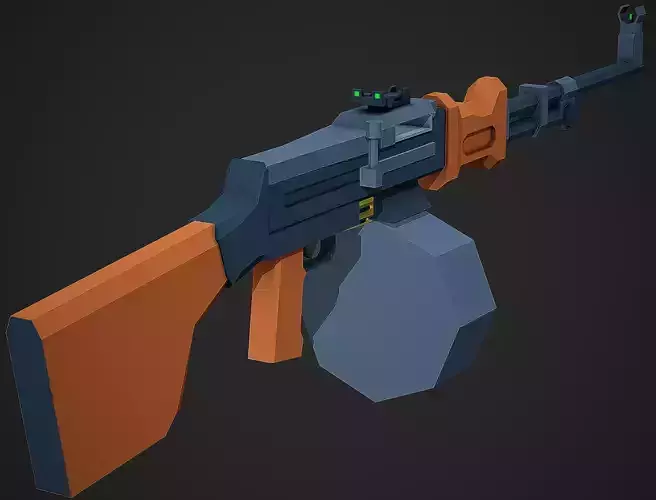 Stylized RPD LMG Low Poly Mobile Ready Low-poly 3D model