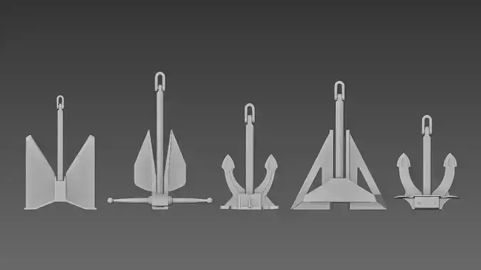 5 Ship Anchor Pack 01 3D print model