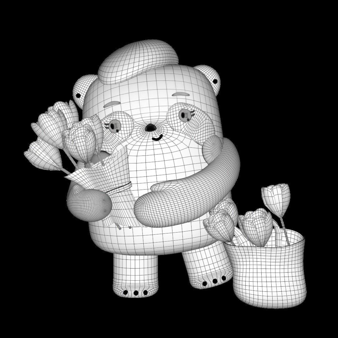 Panda Flowers 3D print model_4