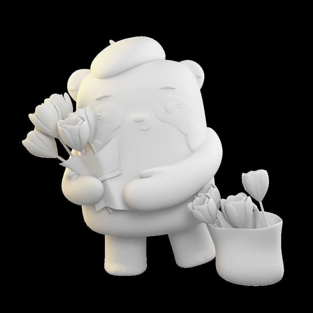 Panda Flowers 3D print model_3