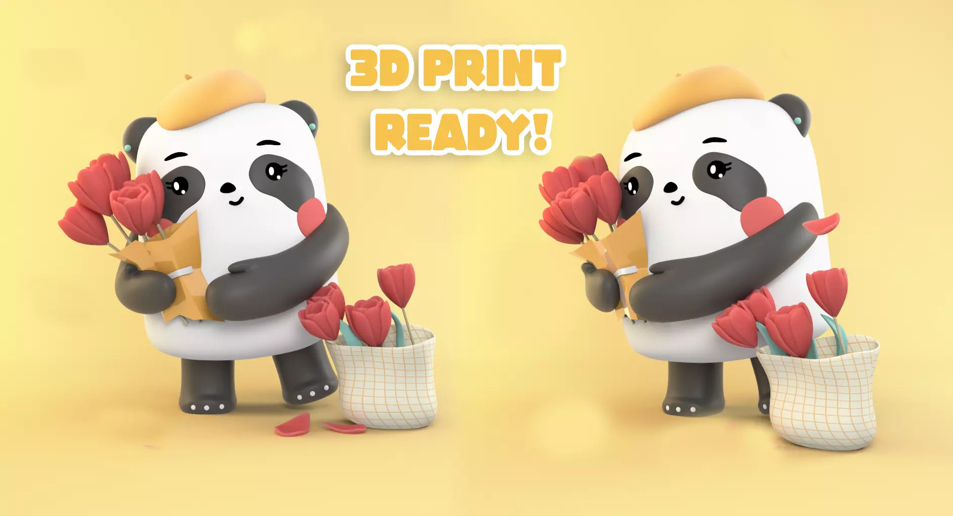 Panda Flowers 3D print model_0