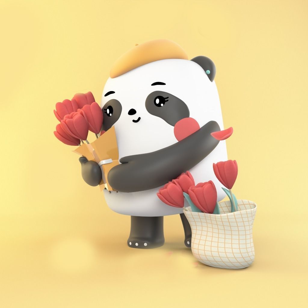 Panda Flowers 3D print model_1