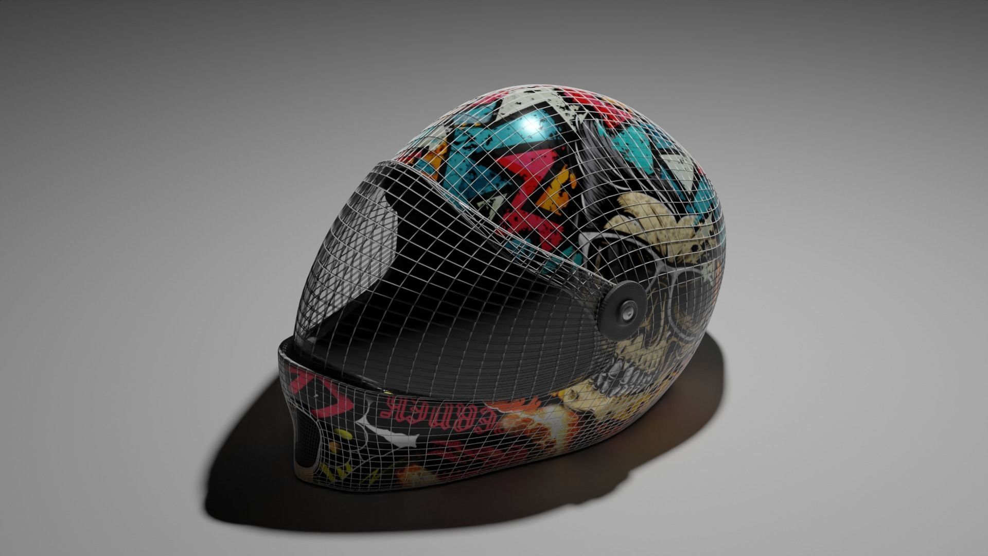Helmet with graffiti 3D model_5