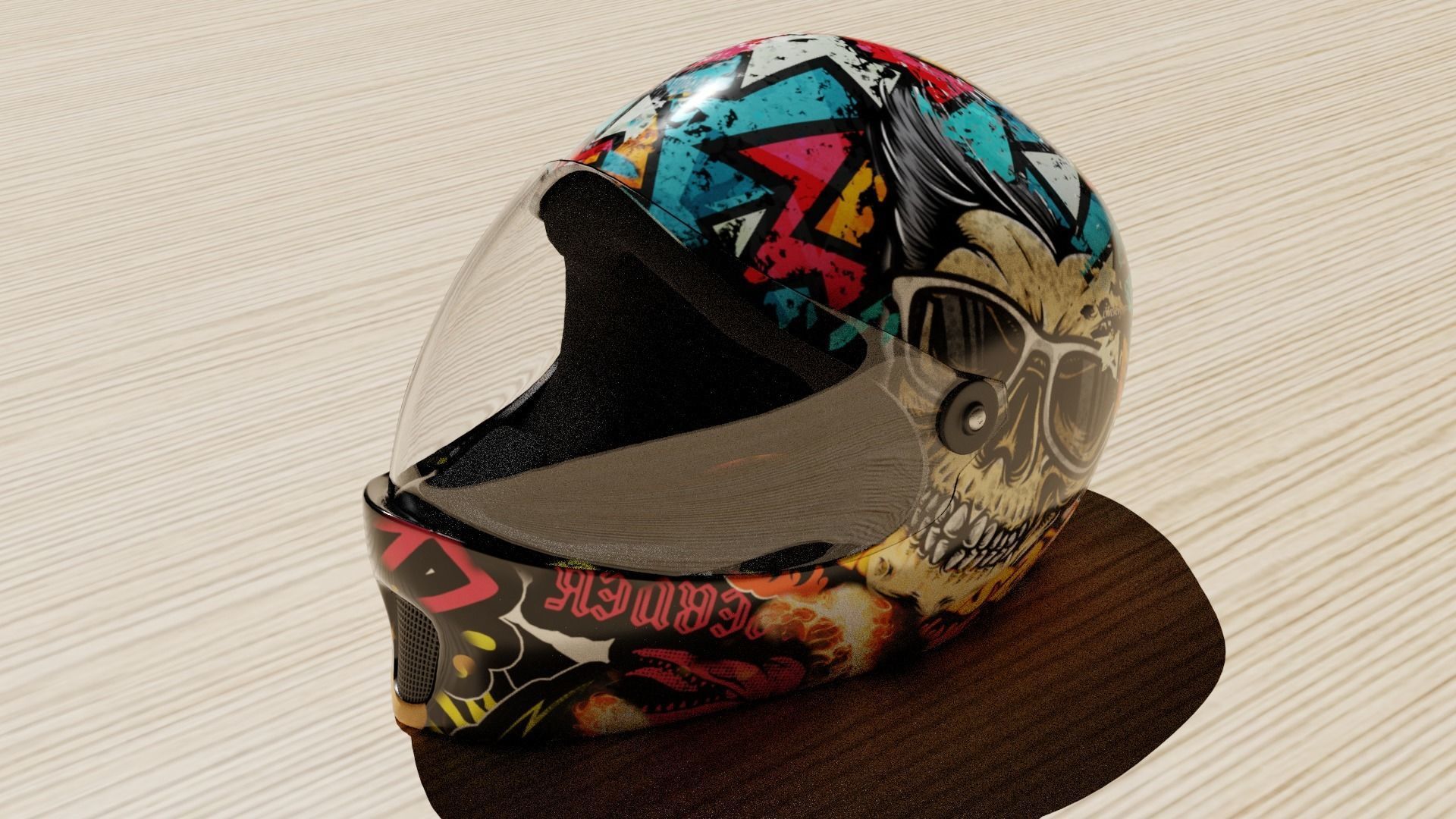 Helmet with graffiti 3D model_7