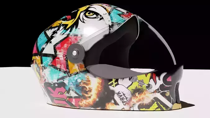 Helmet with graffiti