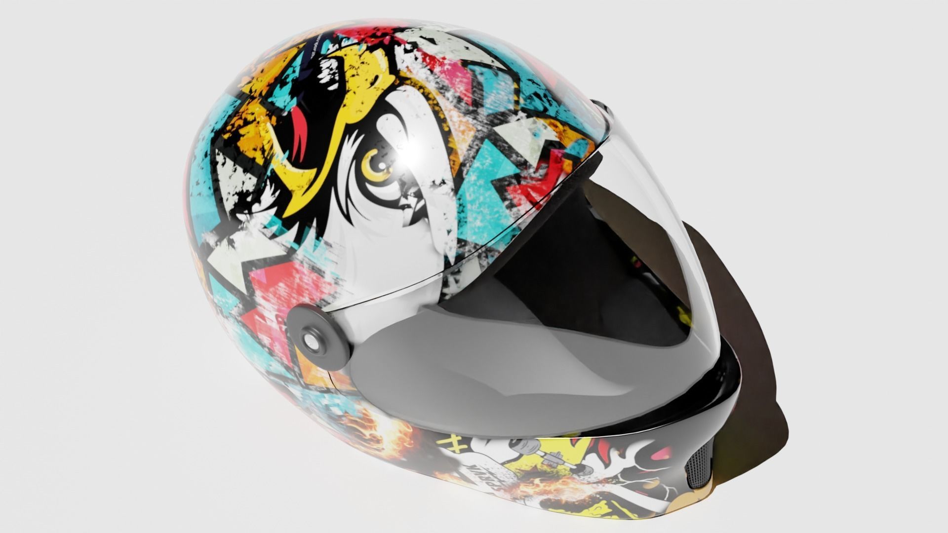 Helmet with graffiti 3D model_2