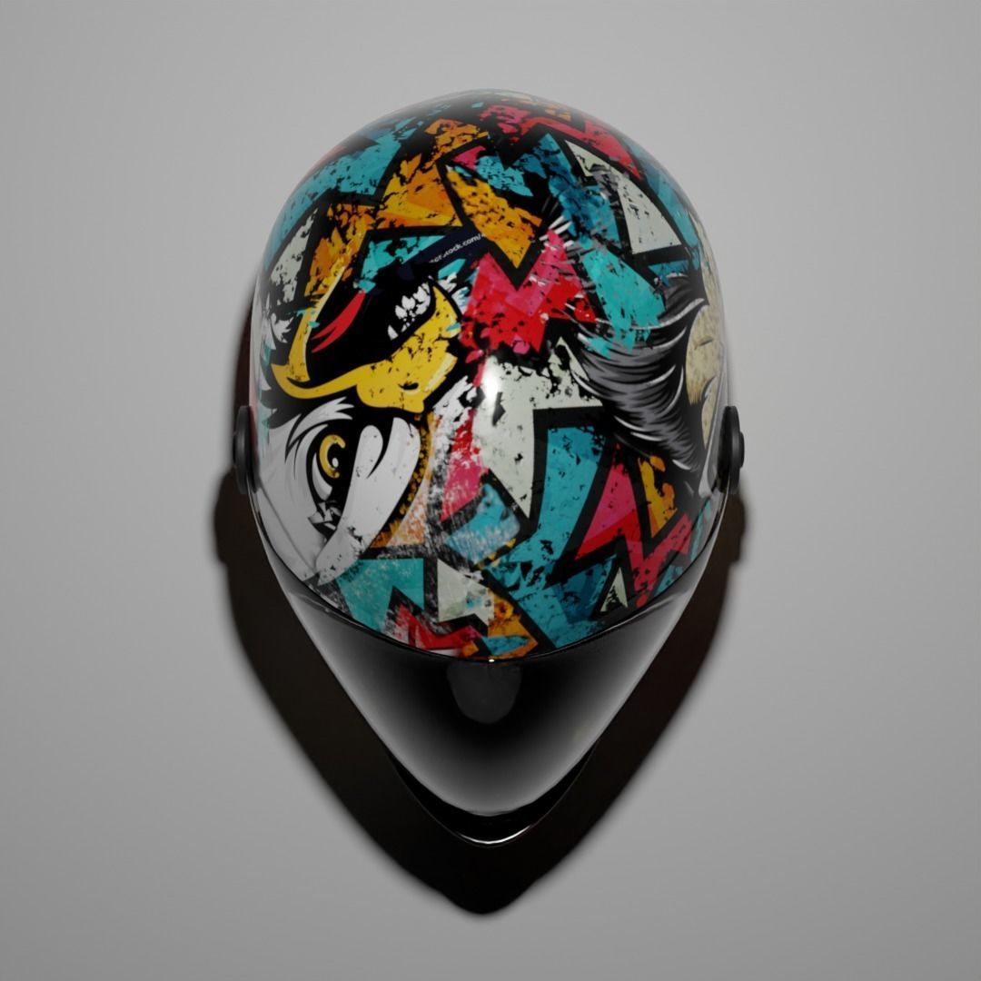 Helmet with graffiti 3D model_4