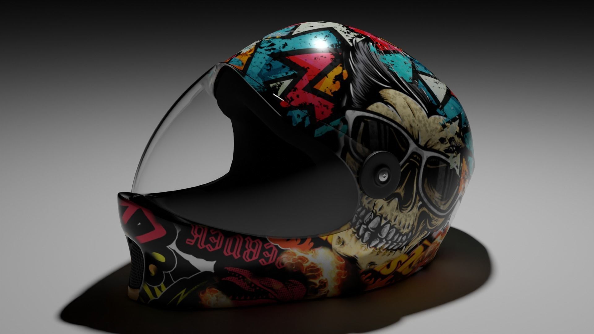 Helmet with graffiti 3D model_3