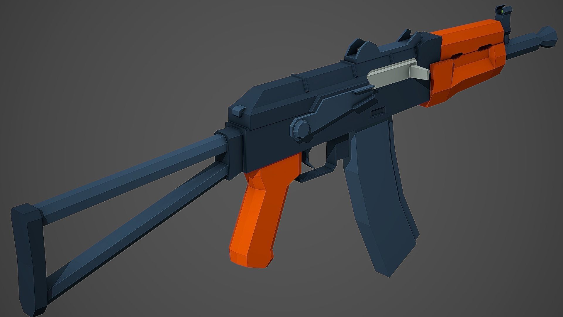 Stylized AKS 74U Rifle Low Poly Mobile Ready Low-poly 3D model_1