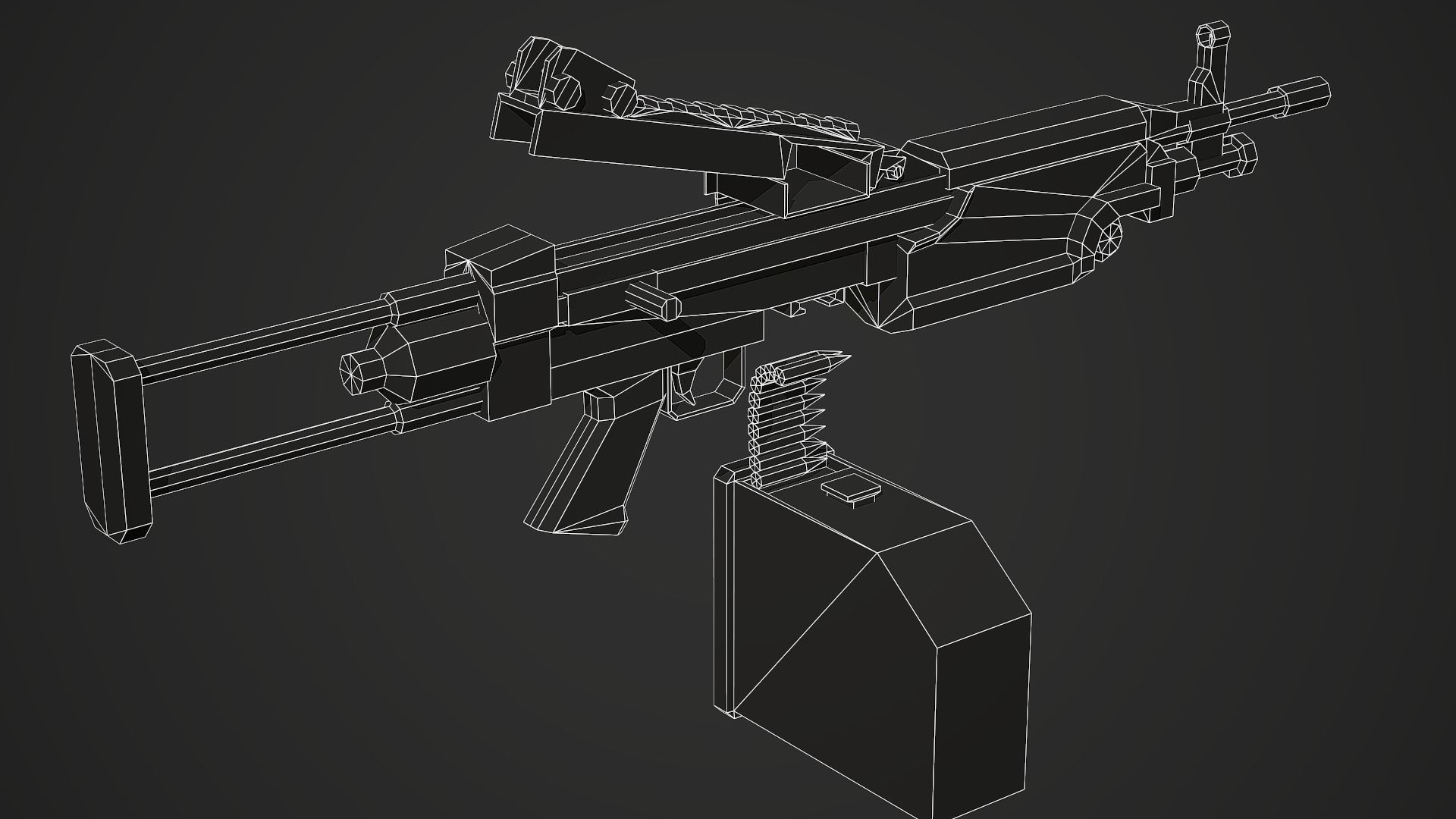 Stylized M249 LMG Low Poly Mobile Ready Low-poly 3D model_9
