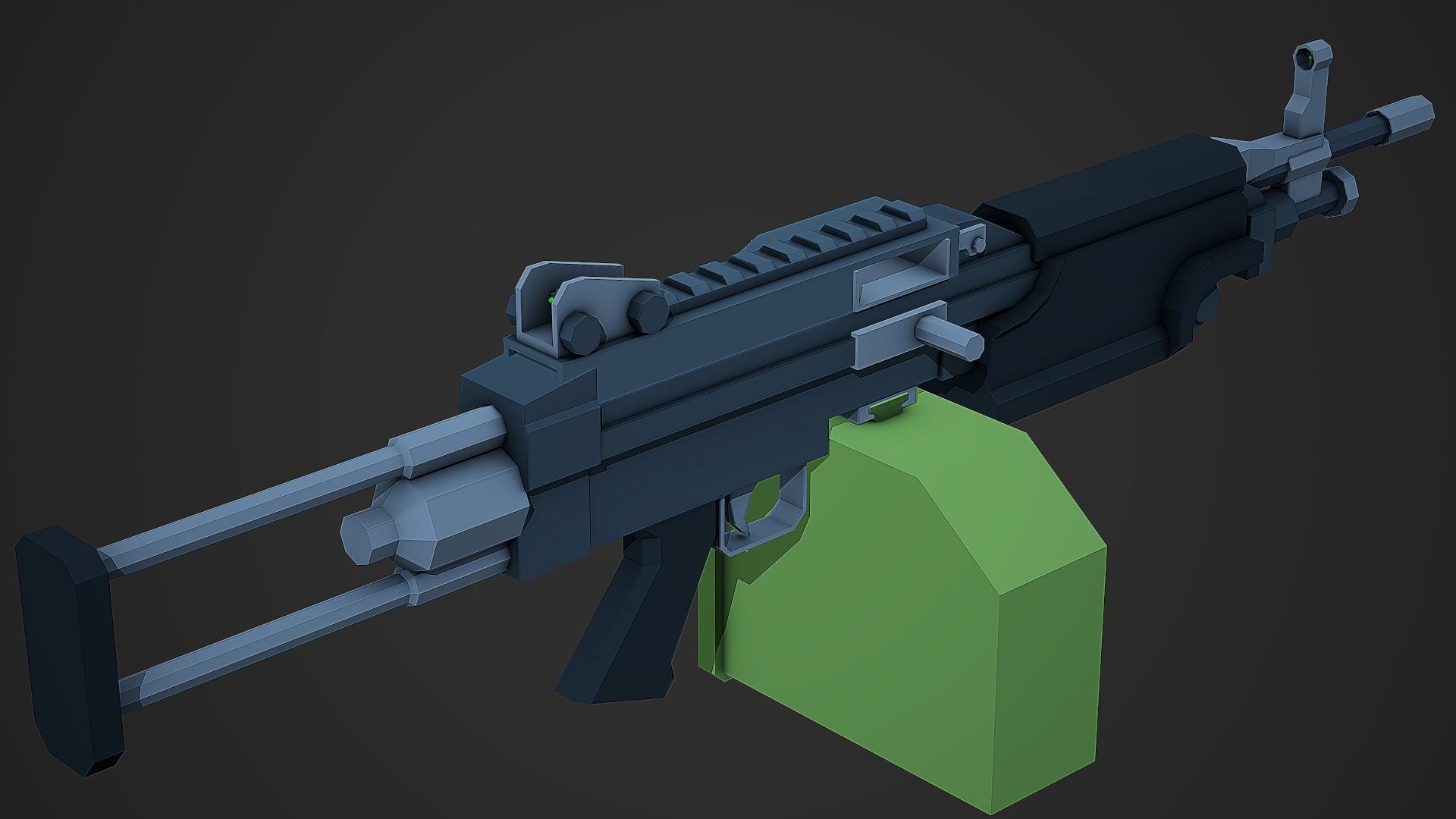 Stylized M249 LMG Low Poly Mobile Ready Low-poly 3D model_1