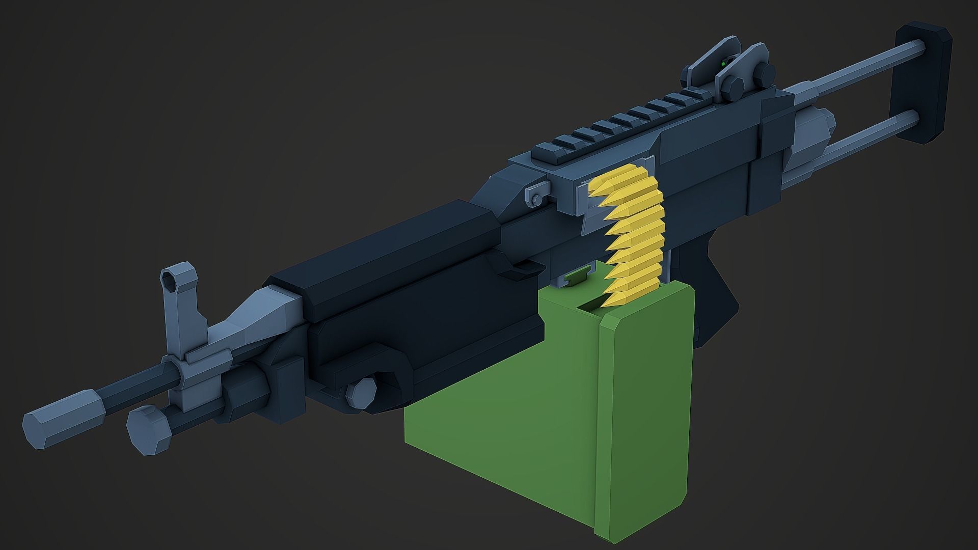Stylized M249 LMG Low Poly Mobile Ready Low-poly 3D model_2
