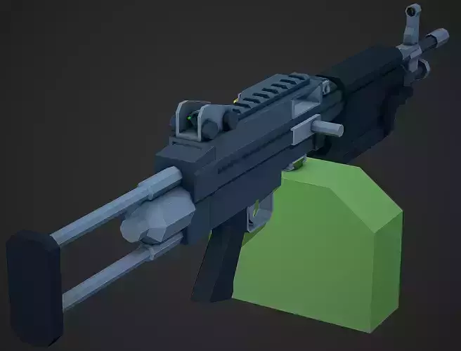 Stylized M249 LMG Low Poly Mobile Ready Low-poly 3D model