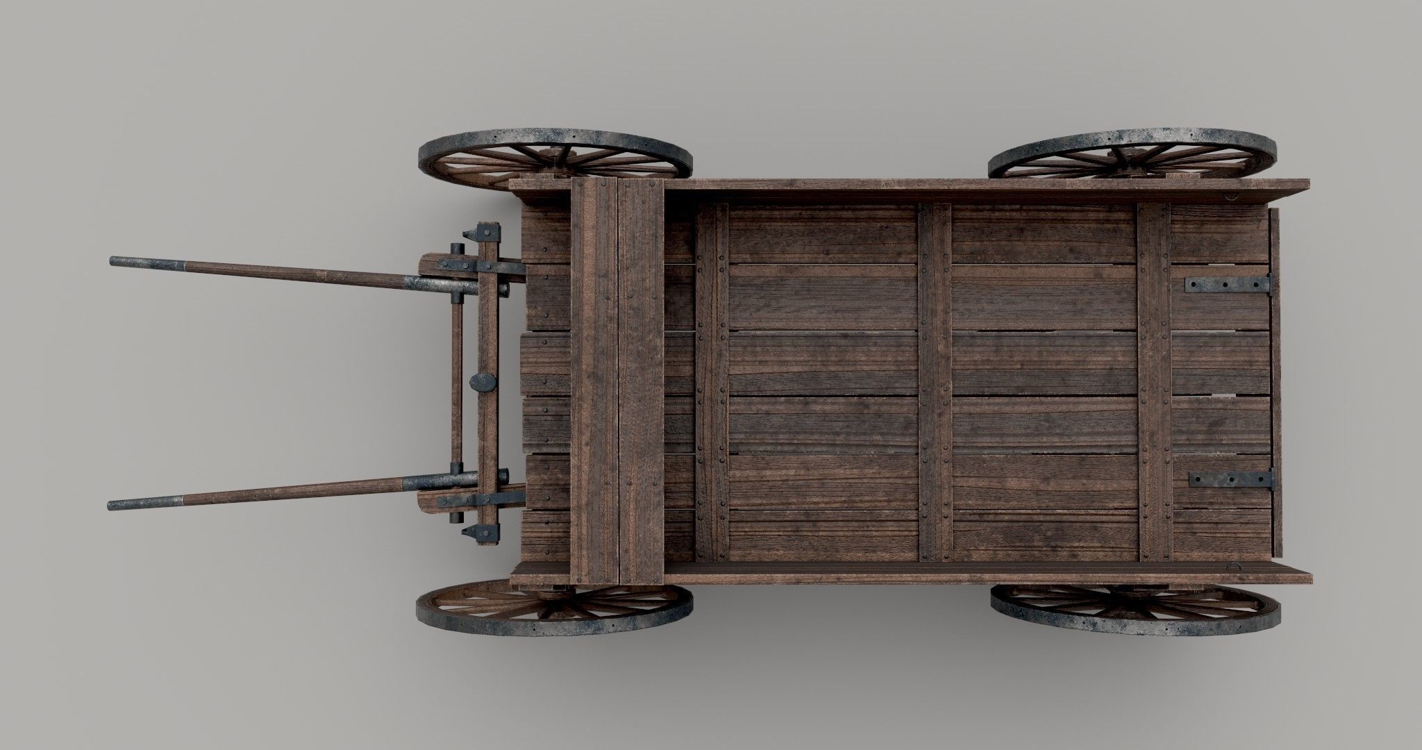 Old cart Low-poly 3D model_4