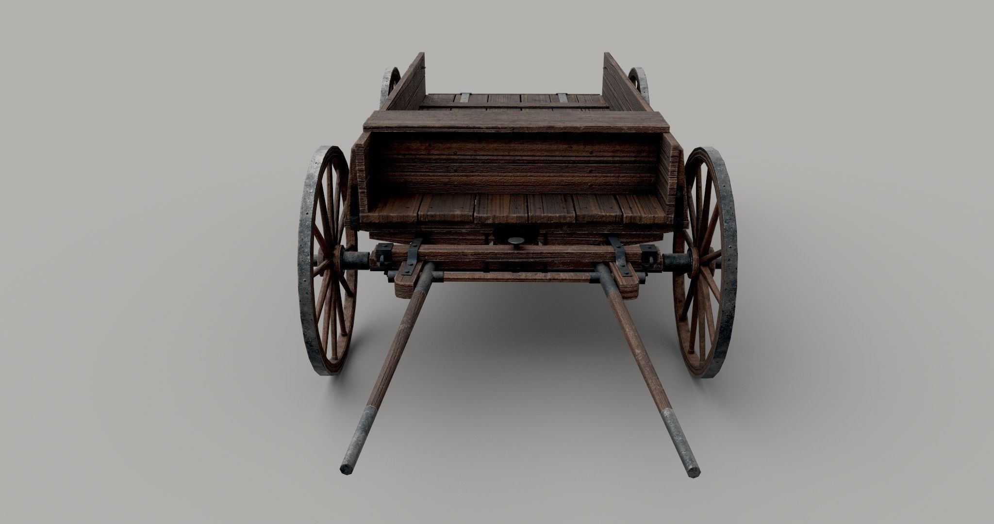 Old cart Low-poly 3D model_5