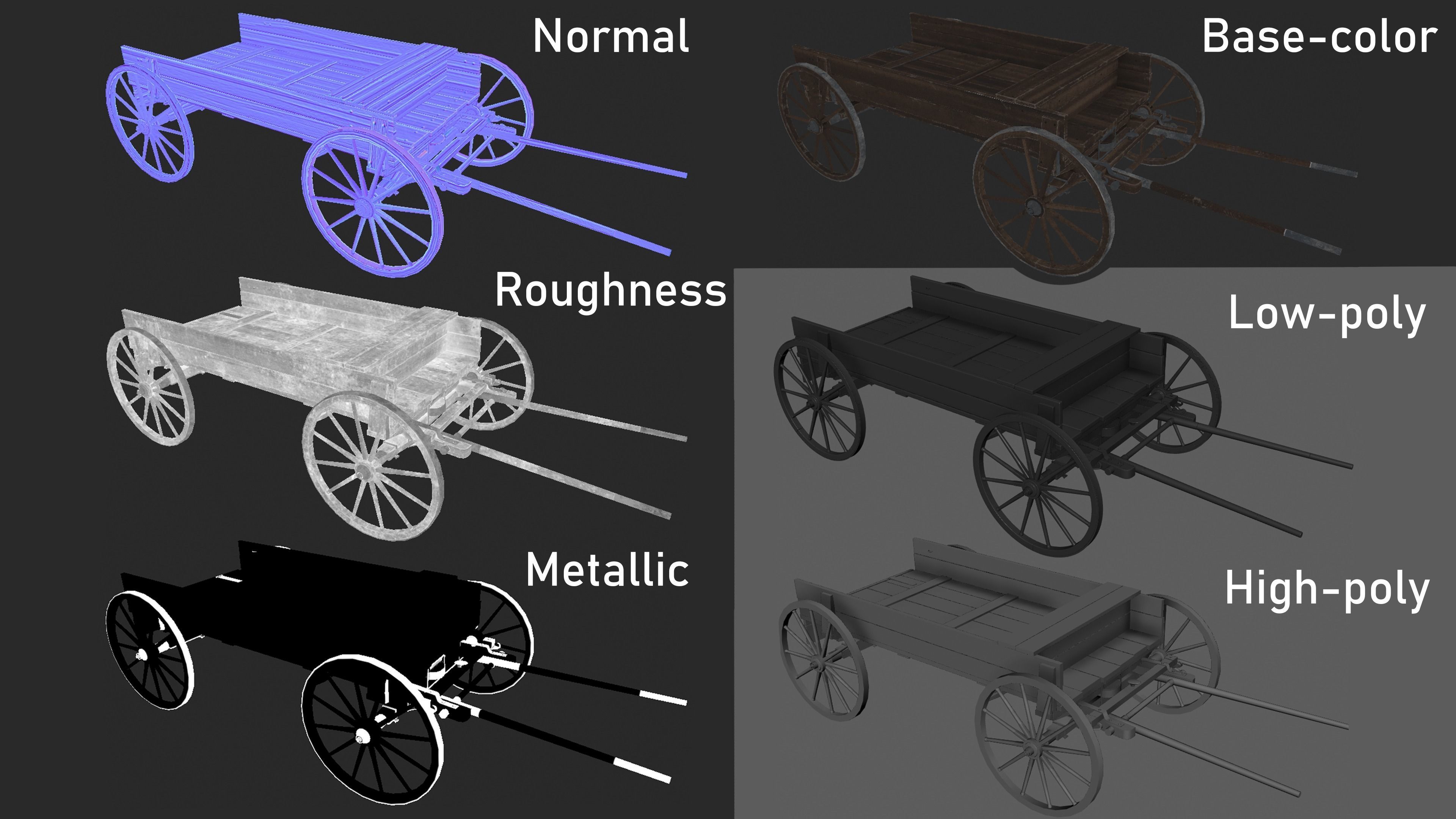 Old cart Low-poly 3D model_8