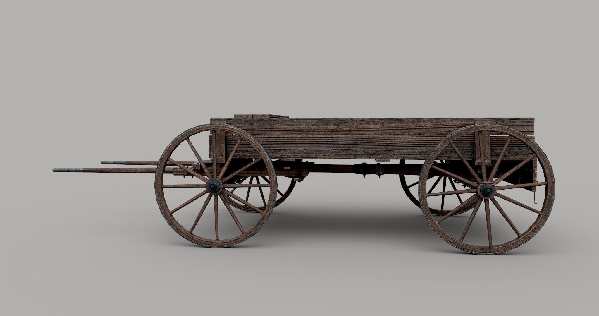 Old cart Low-poly 3D model_6