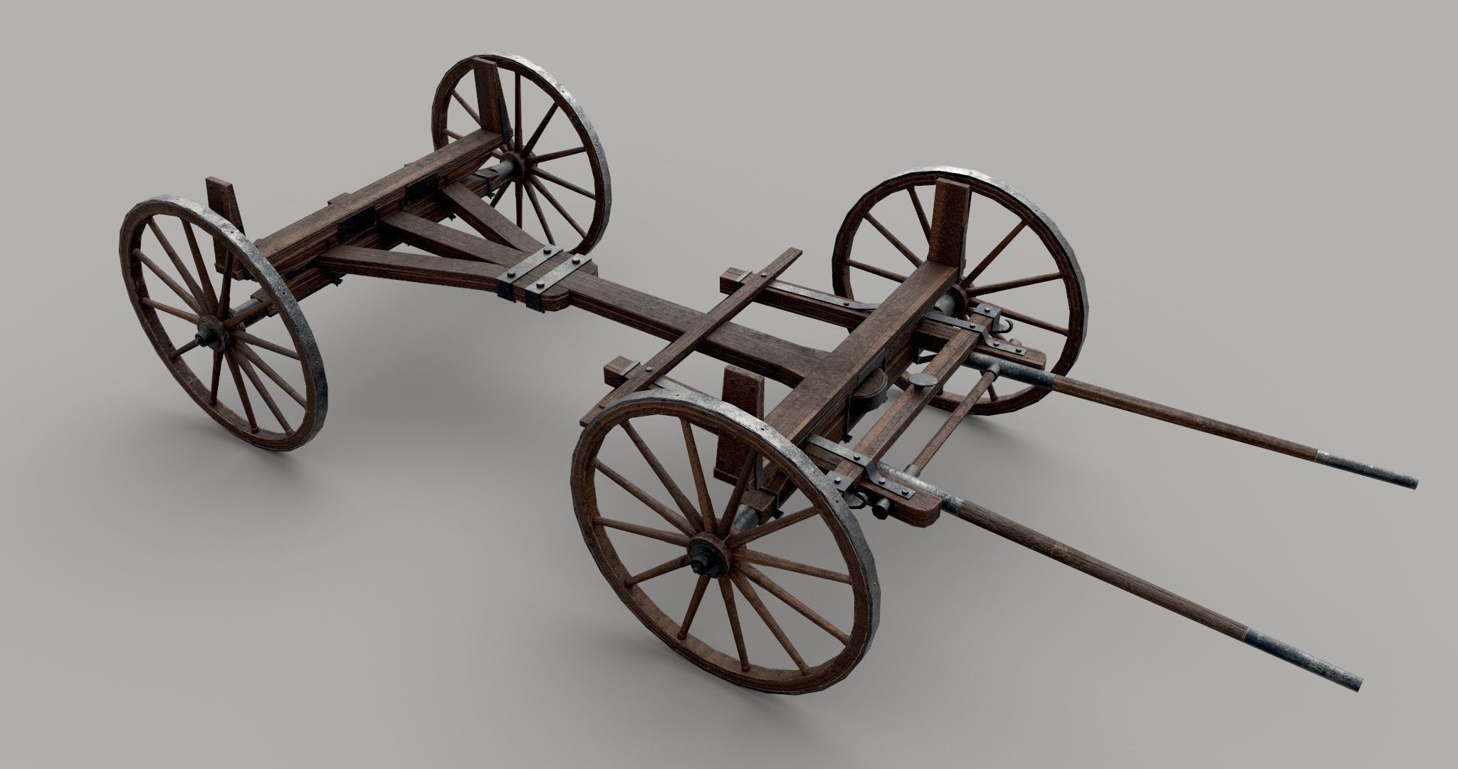 Old cart Low-poly 3D model_7