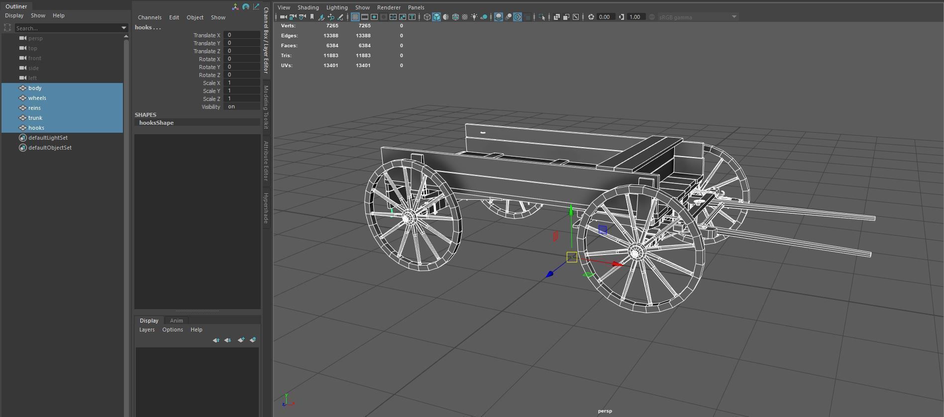 Old cart Low-poly 3D model_9