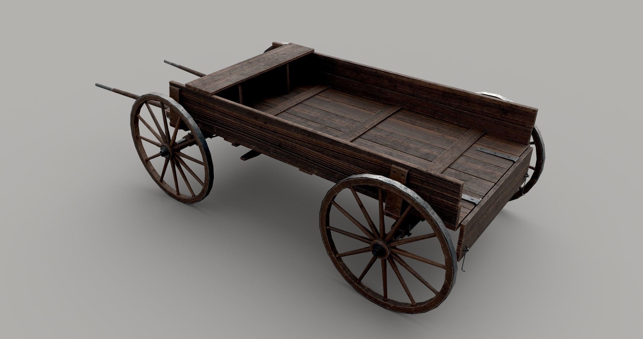 Old cart Low-poly 3D model_3