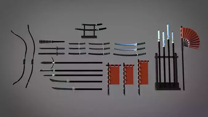 Samourai ands ninja weapons 3D model