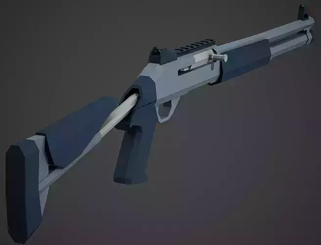 Stylized M1014 Shotgun Low Poly Mobile Ready Low-poly 3D model