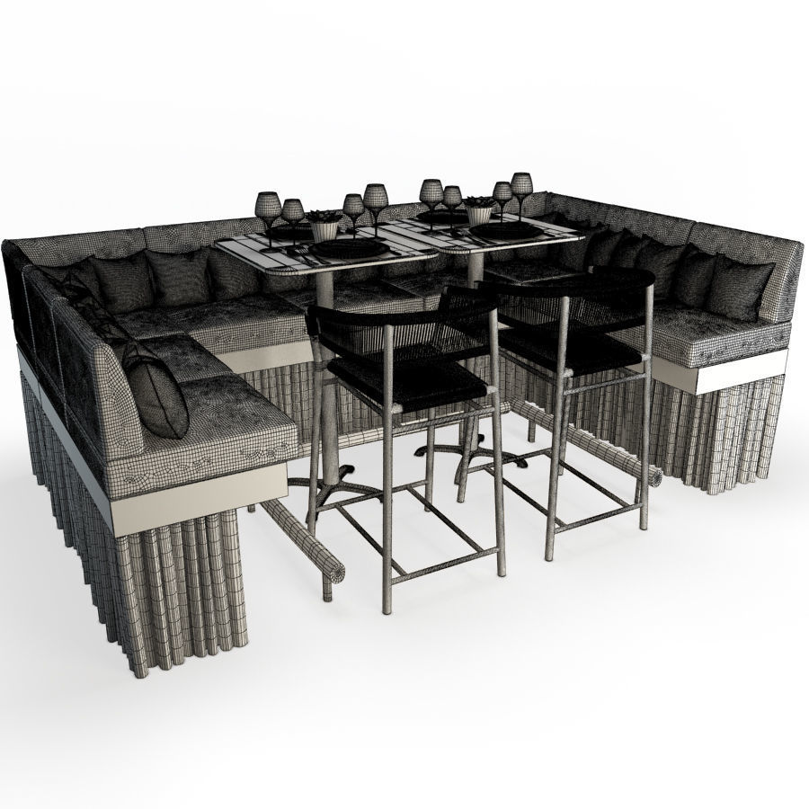 Restaurant Furniture Set 04 3D model_2