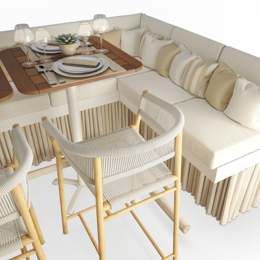 Restaurant Furniture Set 04 3D model_3