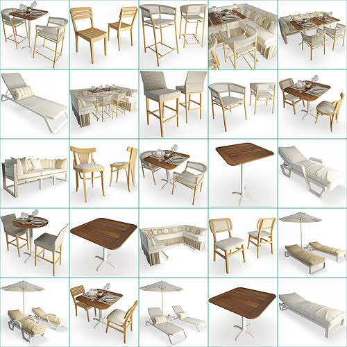 Restaurant Furniture Set 04 3D model