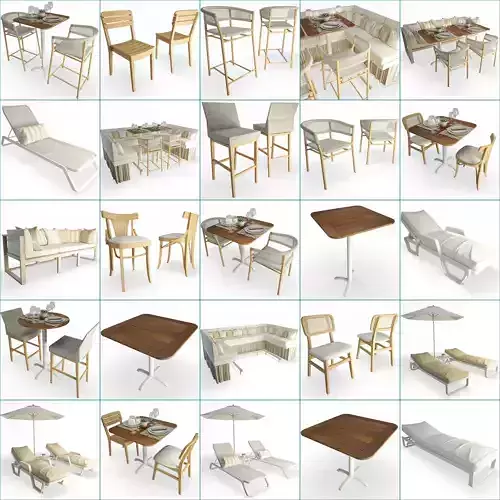Restaurant Furniture Set 04 3D model Restaurant Furniture Set 04 3D model