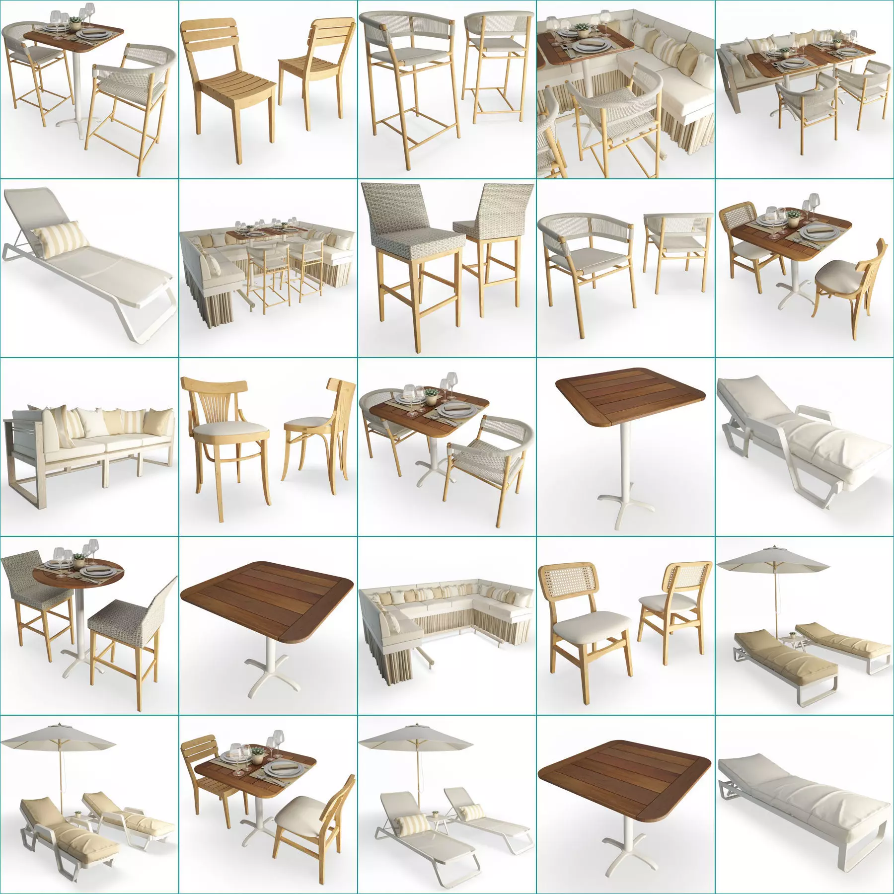 Restaurant Furniture Set 04 3D model_0