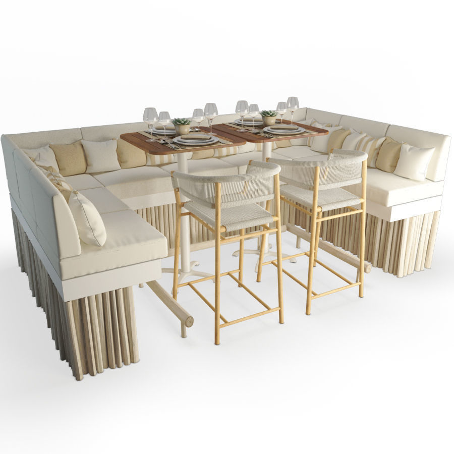 Restaurant Furniture Set 04 3D model_1
