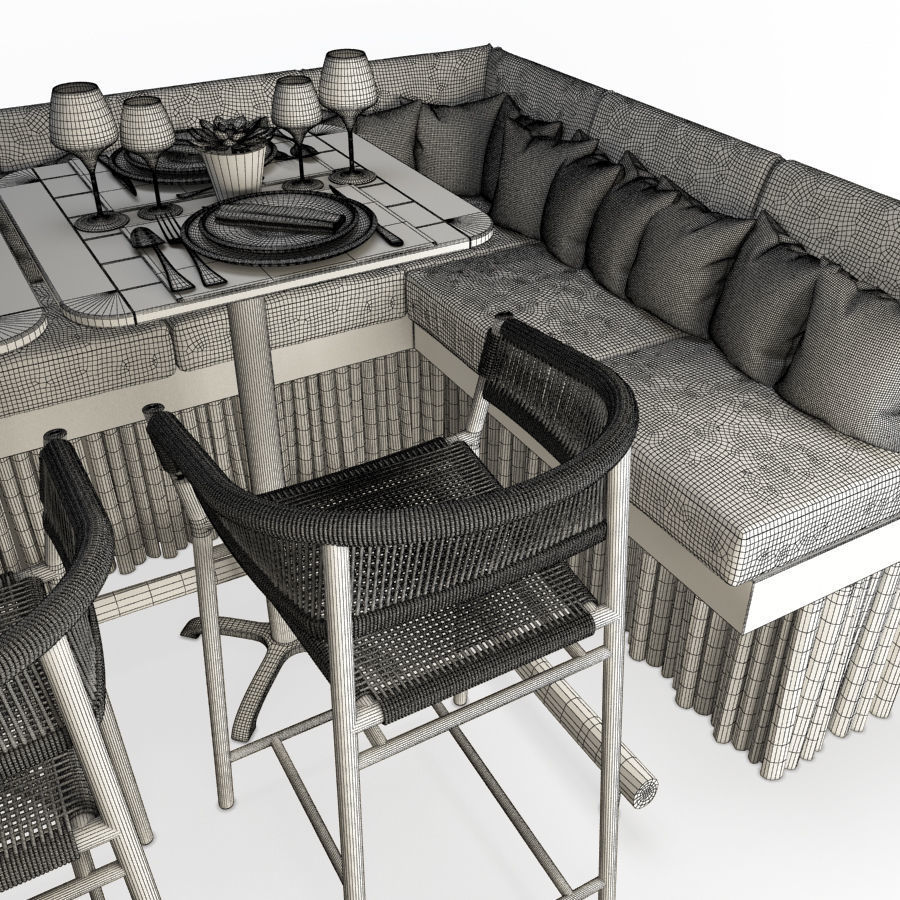 Restaurant Furniture Set 04 3D model_4