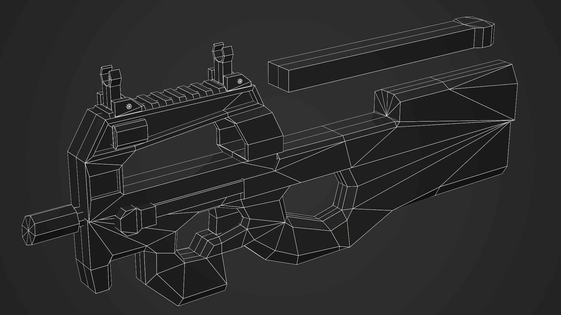 Stylized FN P90 SMG Low Poly Mobile Ready Low-poly 3D model_8