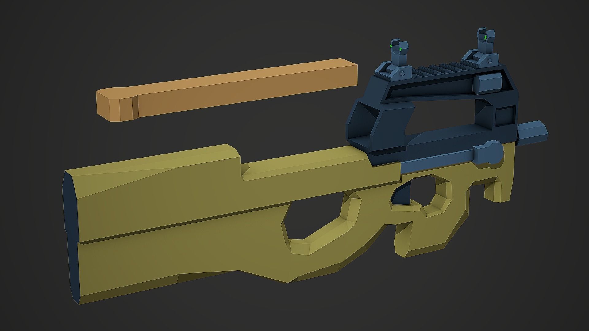 Stylized FN P90 SMG Low Poly Mobile Ready Low-poly 3D model_4