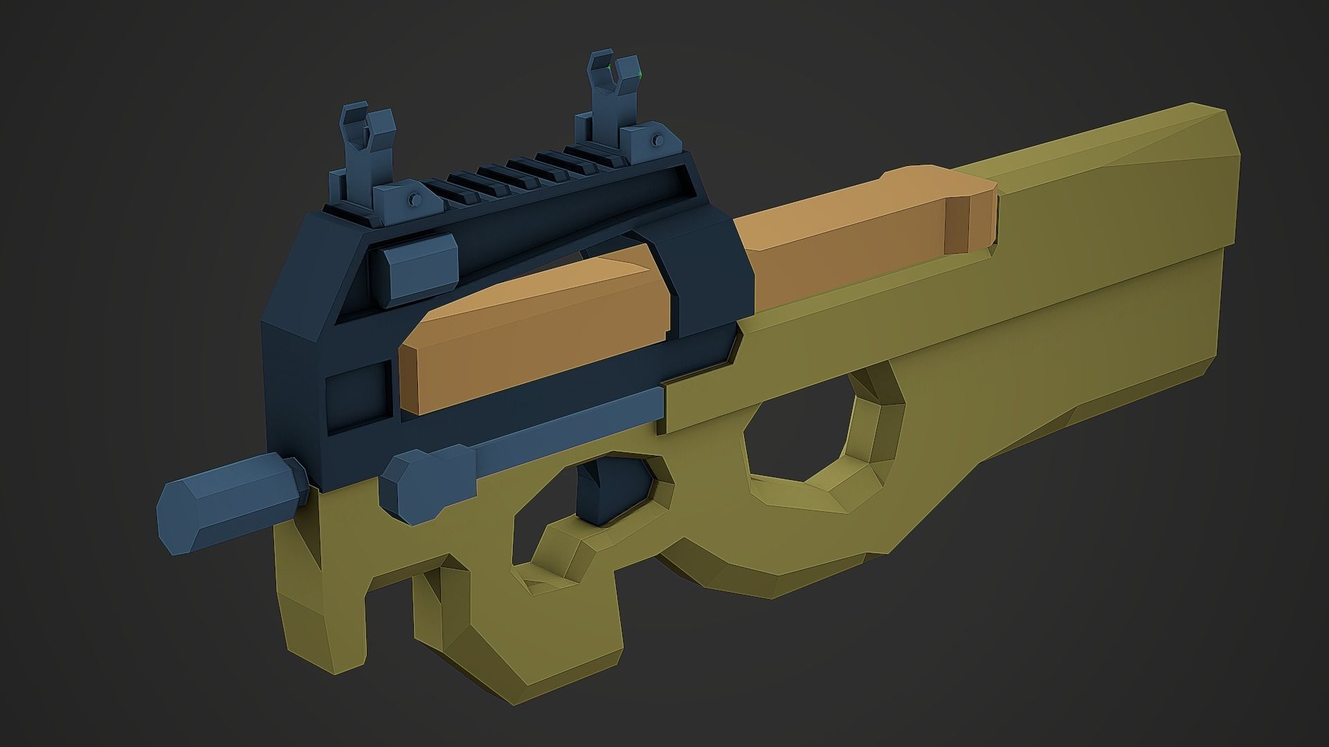 Stylized FN P90 SMG Low Poly Mobile Ready Low-poly 3D model_2