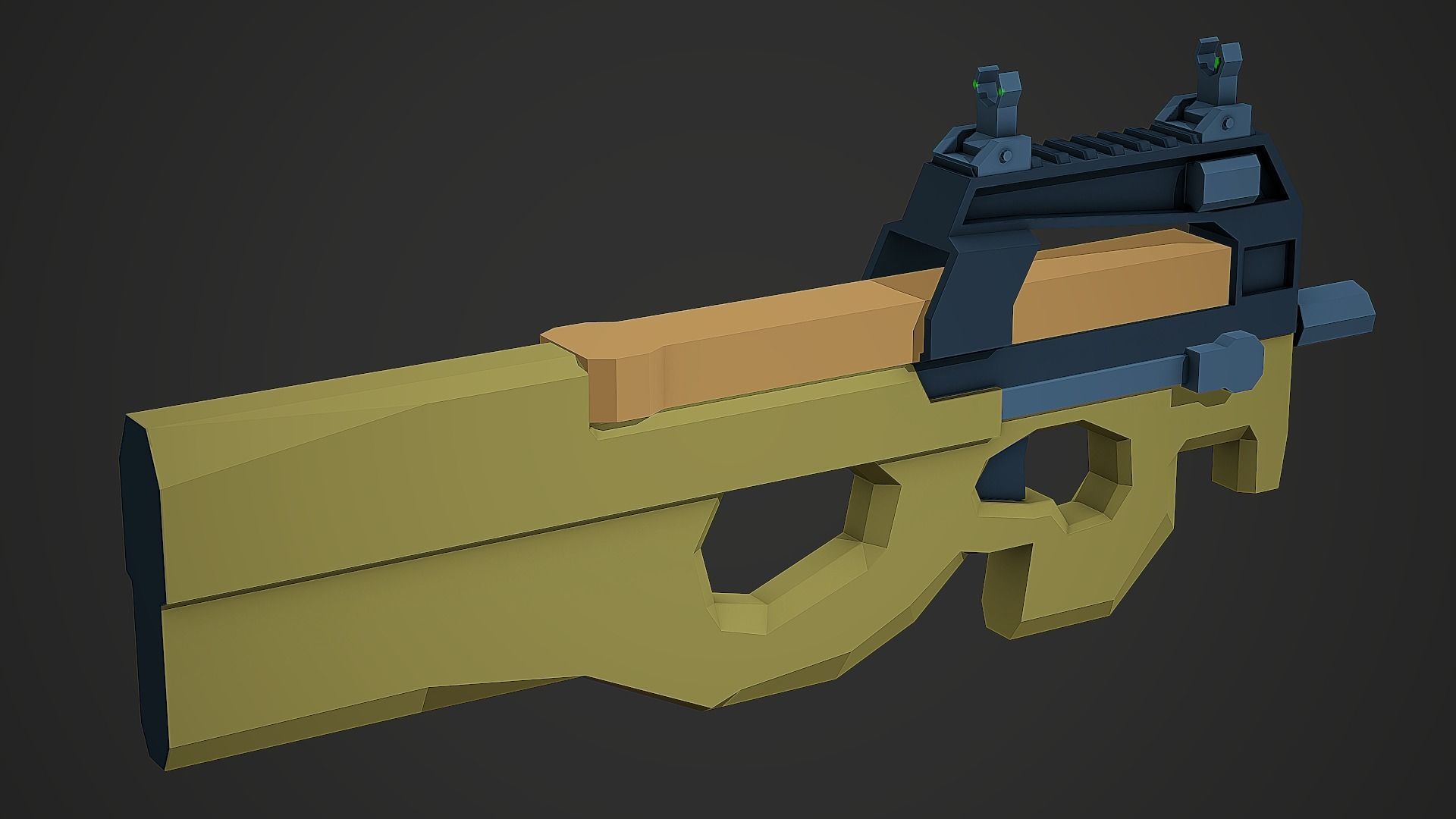 Stylized FN P90 SMG Low Poly Mobile Ready Low-poly 3D model_1