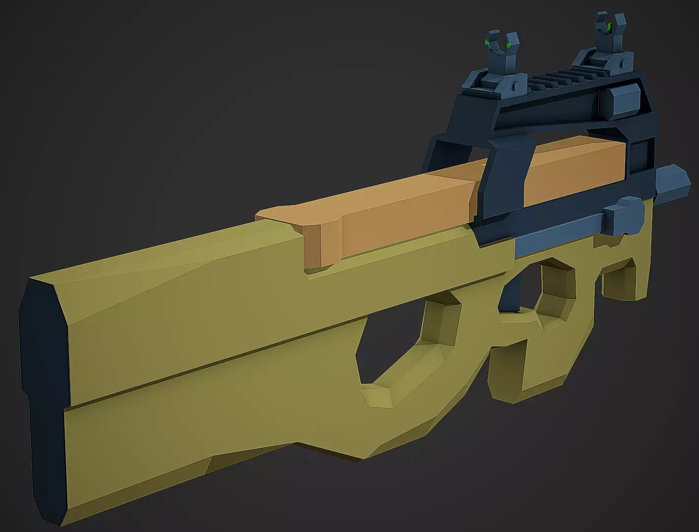 Stylized FN P90 SMG Low Poly Mobile Ready Low-poly 3D model_0