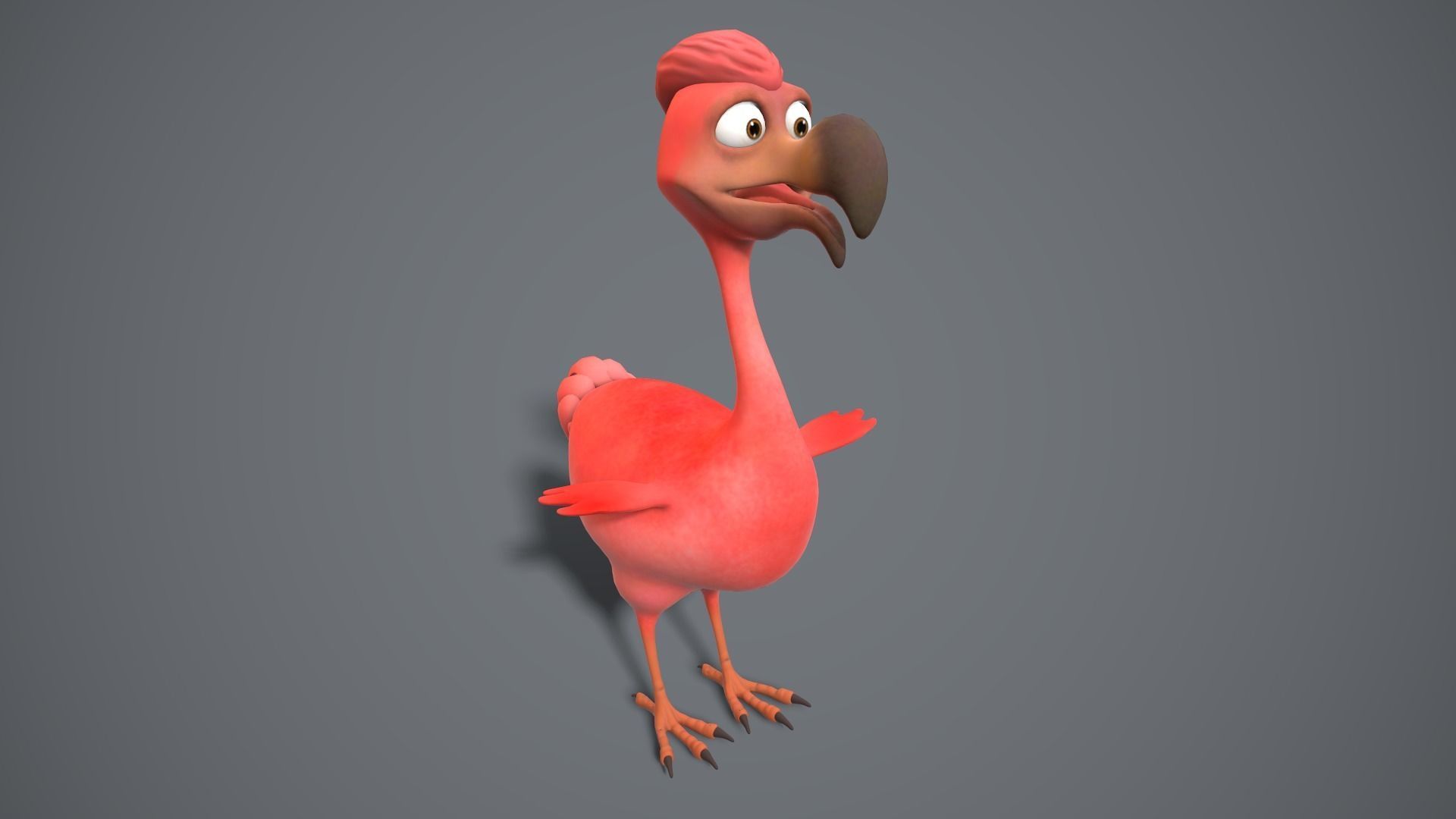 cartoon red bird Low-poly 3D model_8