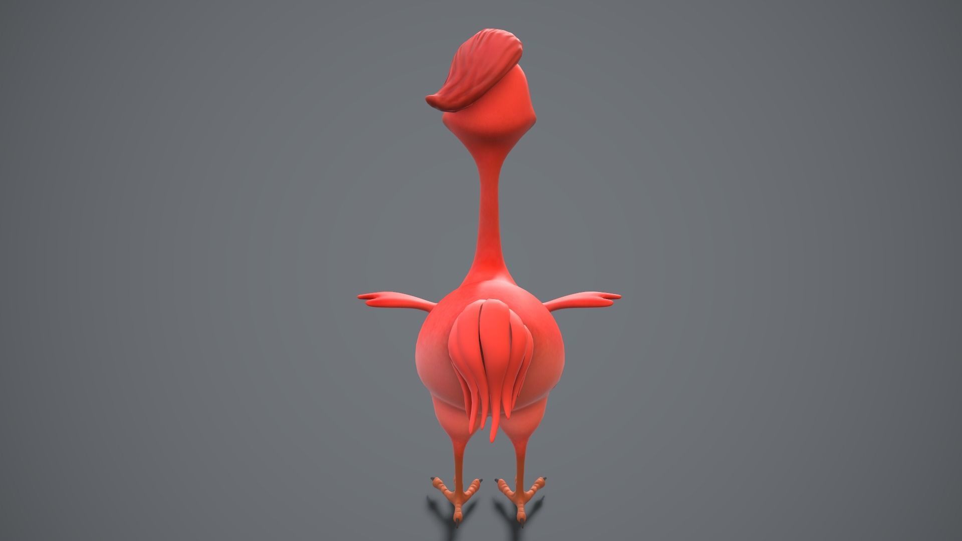 cartoon red bird Low-poly 3D model_11