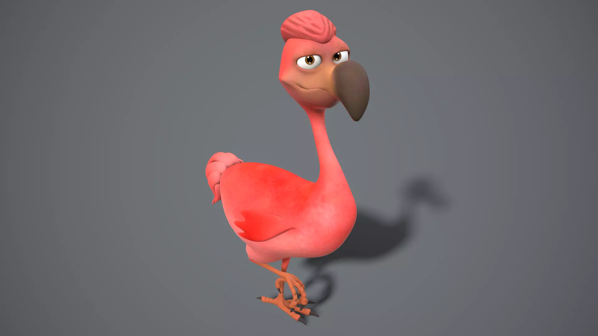 cartoon red bird Low-poly 3D model_0